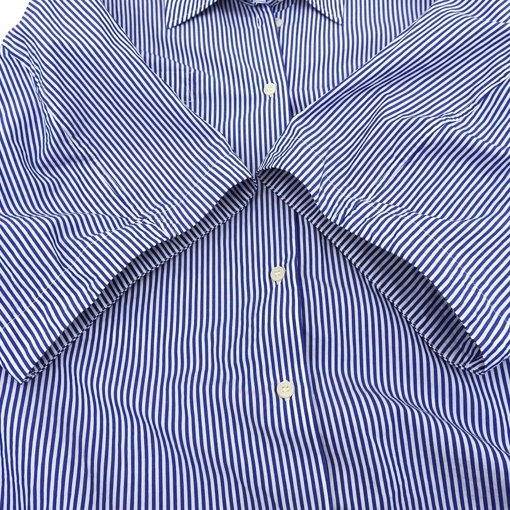 CLANE クラネ 美品 HALF SLEEVE HUGE SHIRTS コットン トップス レディース ブルー×ホワイト 1 18122ー4202 25SS トップス