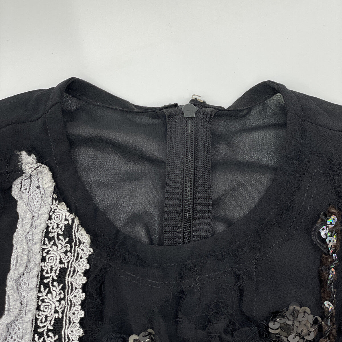 tricotCOMMEdesGARCONS トリココムデギャルソン AD2006 TR-O002 黒 エステルジョーゼット スパンコール装飾 ノースリーブワンピース ワンピース