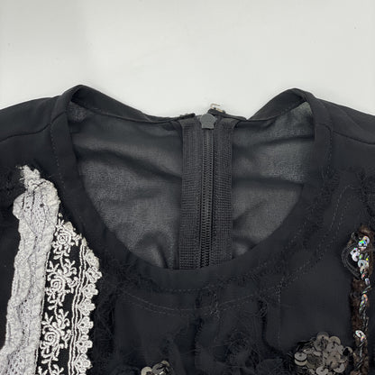 tricotCOMMEdesGARCONS トリココムデギャルソン AD2006 TR-O002 黒 エステルジョーゼット スパンコール装飾 ノースリーブワンピース ワンピース