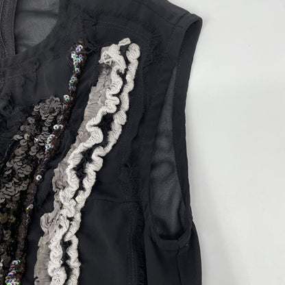 tricotCOMMEdesGARCONS トリココムデギャルソン AD2006 TR-O002 黒 エステルジョーゼット スパンコール装飾 ノースリーブワンピース ワンピース