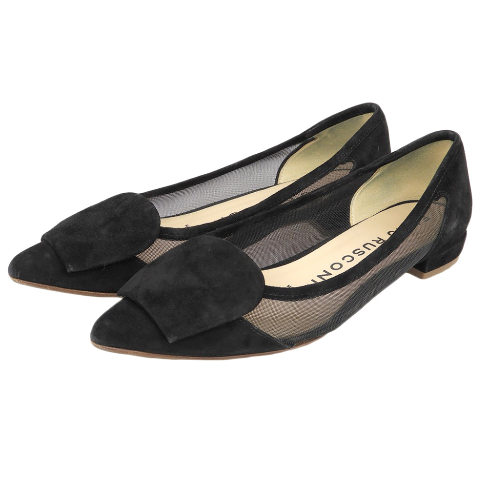 Mesh x Suede See-Through Pumps with Motif Black 36 Women's
