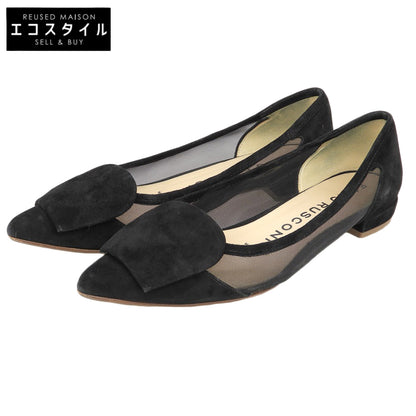 Mesh x Suede See-Through Pumps with Motif Black 36 Women's