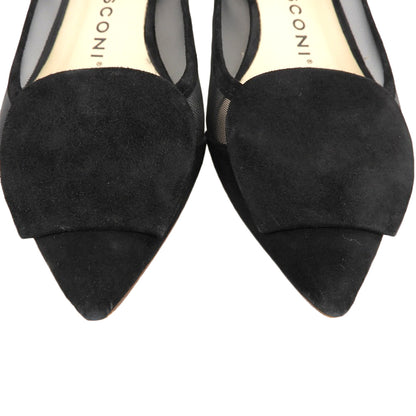 Mesh x Suede See-Through Pumps with Motif Black 36 Women's