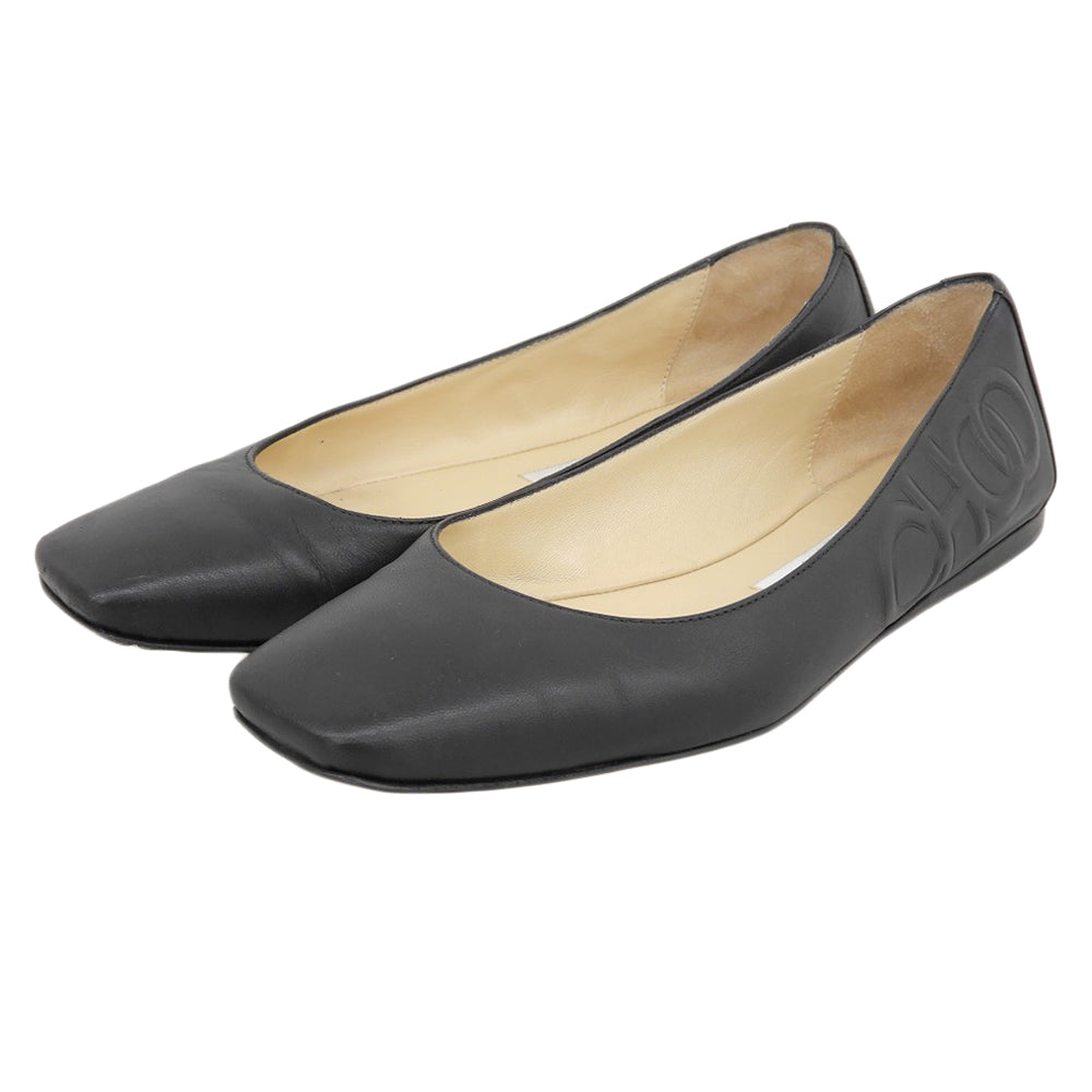 Leather Side Logo Flat Shoes Women's Black 36 764391 Shoes 36 Women's