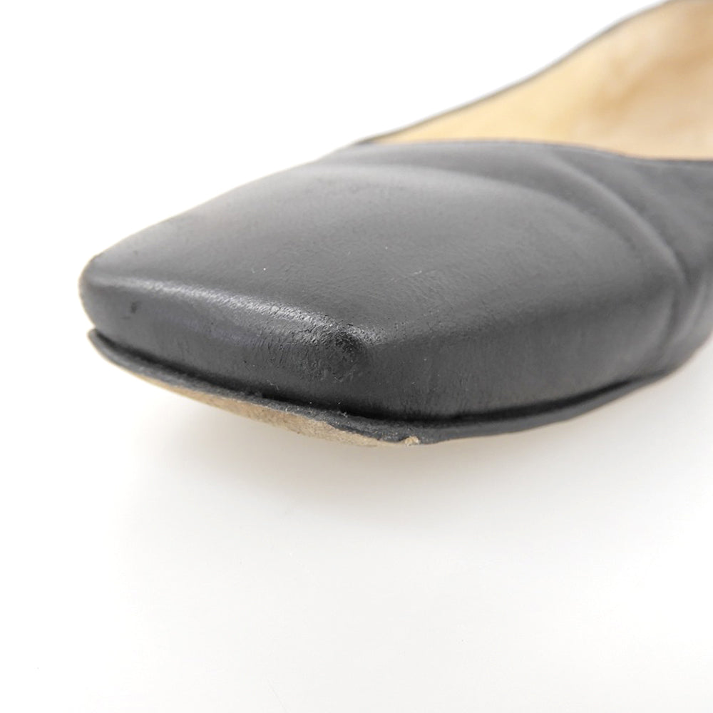 Leather Side Logo Flat Shoes Women's Black 36 764391 Shoes 36 Women's