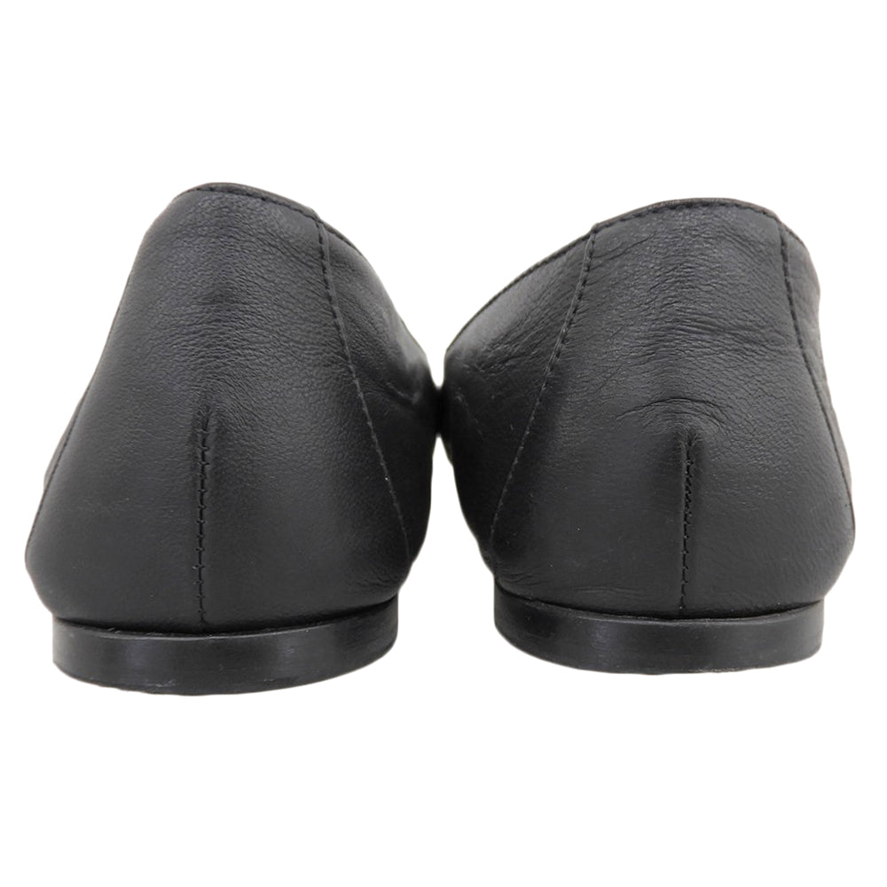 Leather Side Logo Flat Shoes Women's Black 36 764391 Shoes 36 Women's