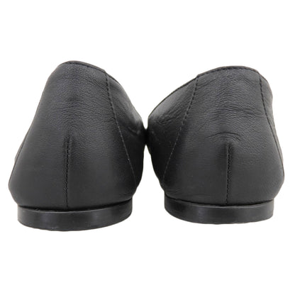 Leather Side Logo Flat Shoes Women's Black 36 764391 Shoes 36 Women's