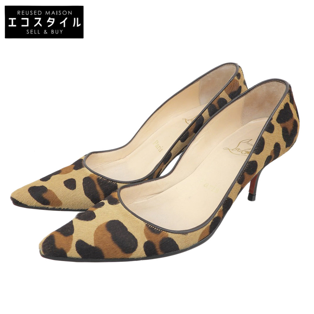 Christian Louboutin Leopard Print Calf Hair Heel Pumps Women's Brown Size 36 Shoes