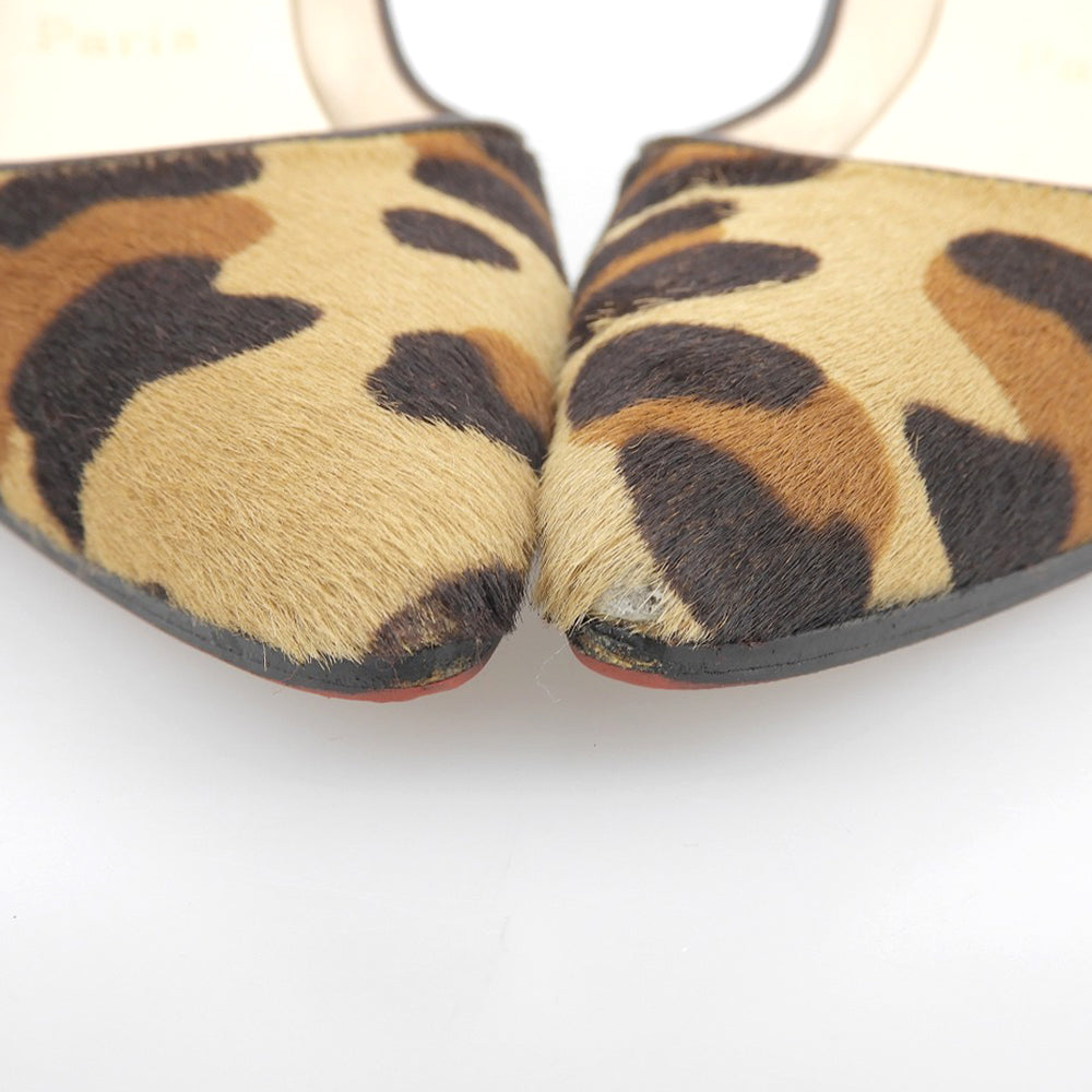Christian Louboutin Leopard Print Calf Hair Heel Pumps Women's Brown Size 36 Shoes