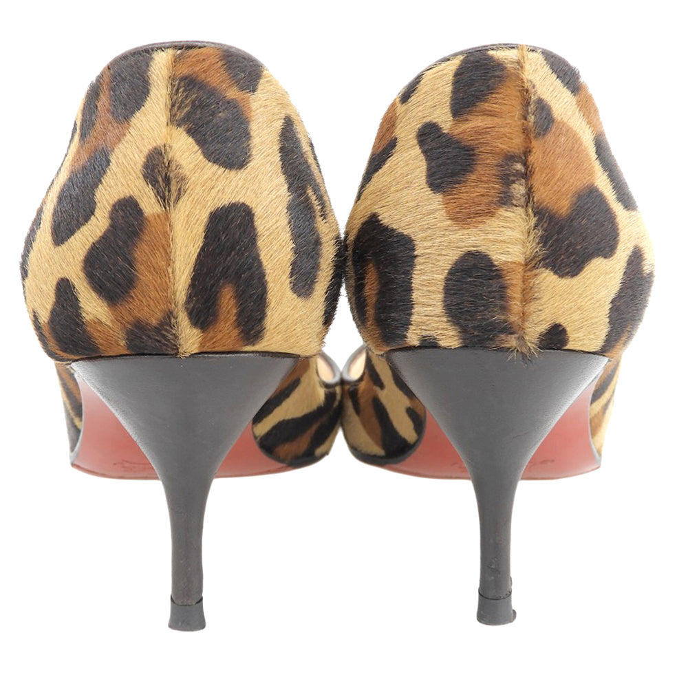 Christian Louboutin Leopard Print Calf Hair Heel Pumps Women's Brown Size 36 Shoes
