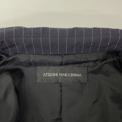 ATSUSHI NAKASHIMA 中岛笃士 海军蓝×米色 条纹拼接设计外套 大衣