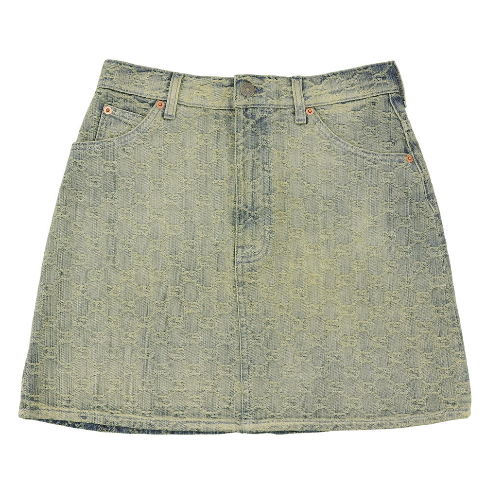 GUCCI GG Denim Skirt Women's Blue Yellow 38 678789 Skirt (As Good As New)