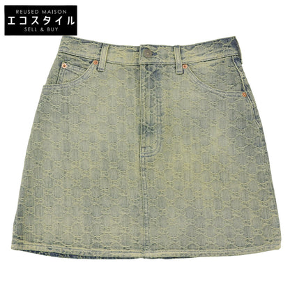 GUCCI GG Denim Skirt Women's Blue Yellow 38 678789 Skirt (As Good As New)