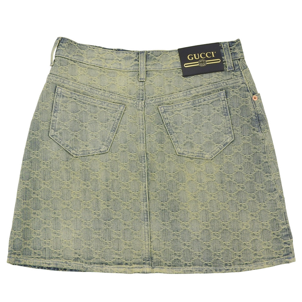 GUCCI GG Denim Skirt Women's Blue Yellow 38 678789 Skirt (As Good As New)