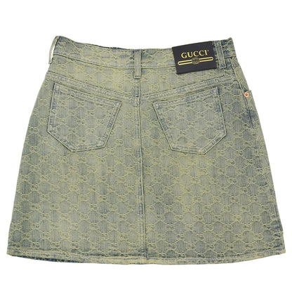 GUCCI GG Denim Skirt Women's Blue Yellow 38 678789 Skirt (As Good As New)