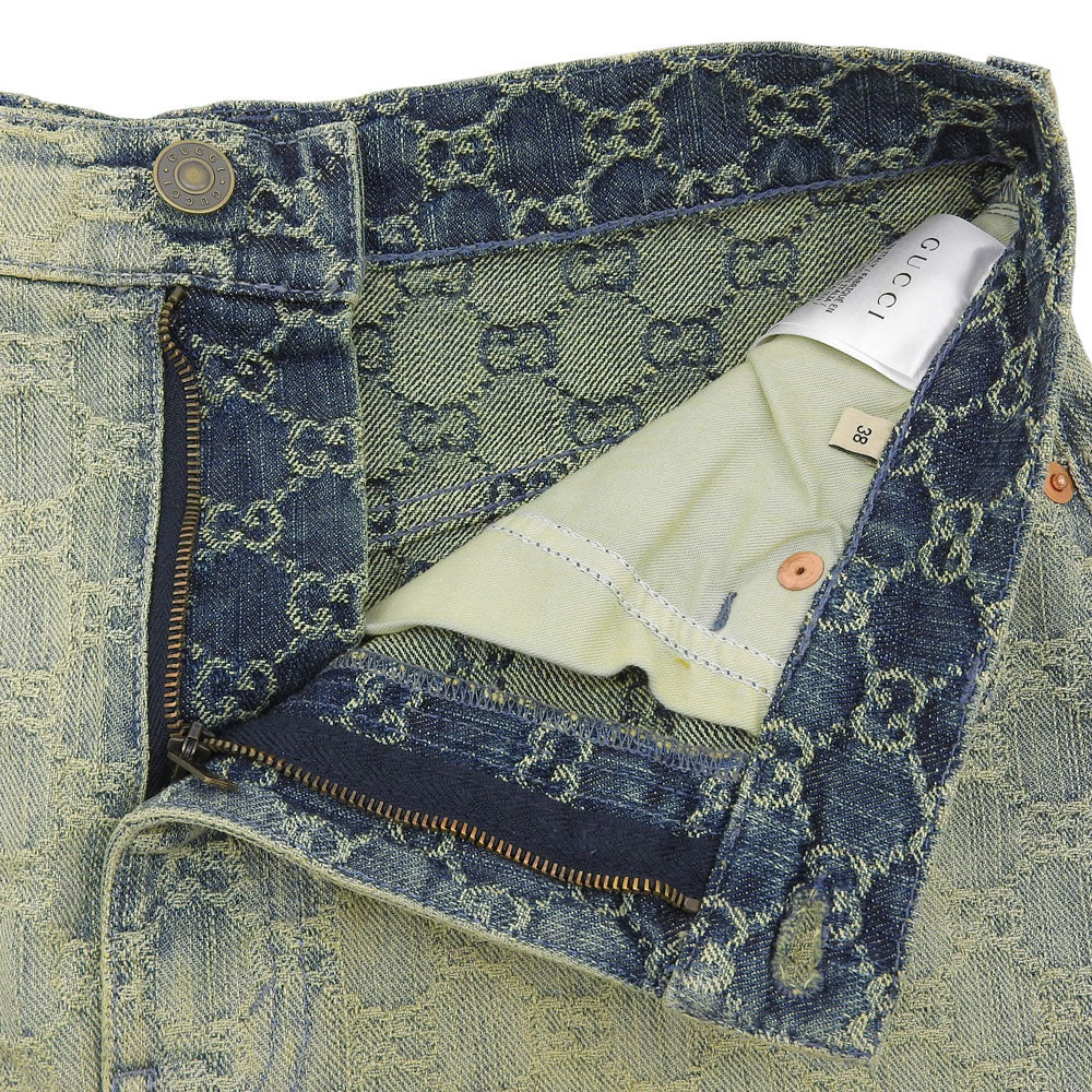 GUCCI GG Denim Skirt Women's Blue Yellow 38 678789 Skirt (As Good As New)