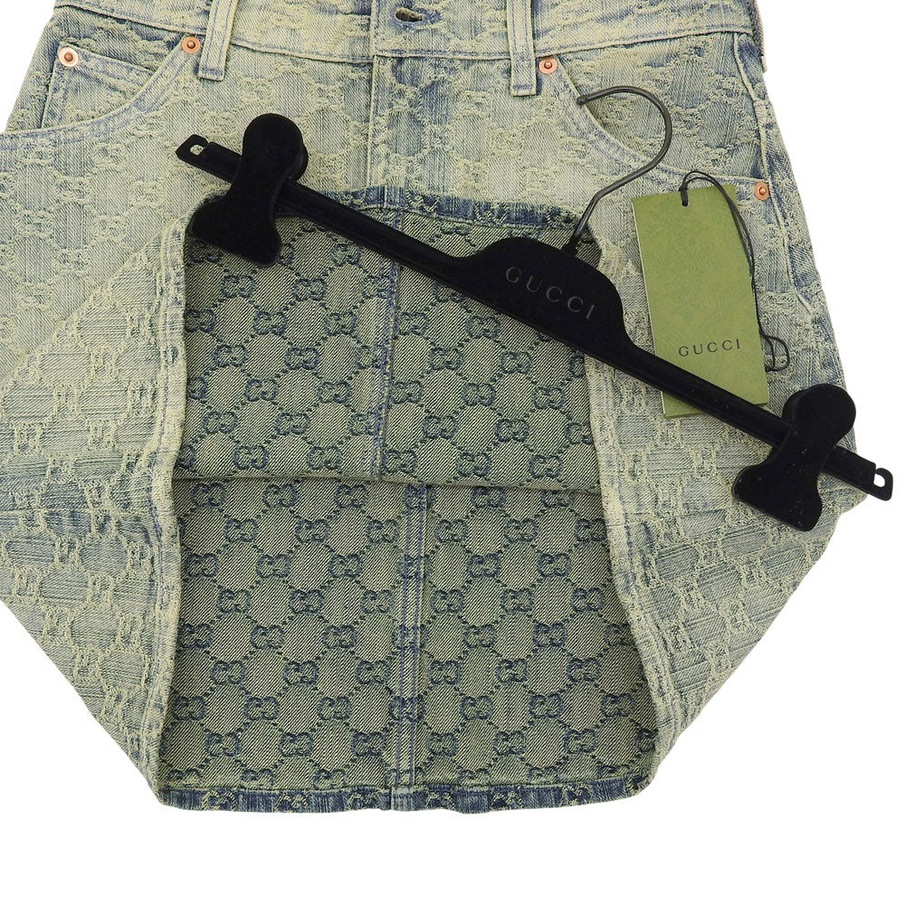 GUCCI GG Denim Skirt Women's Blue Yellow 38 678789 Skirt (As Good As New)