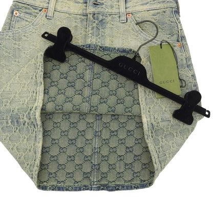 GUCCI GG Denim Skirt Women's Blue Yellow 38 678789 Skirt (As Good As New)