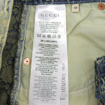 GUCCI GG Denim Skirt Women's Blue Yellow 38 678789 Skirt (As Good As New)