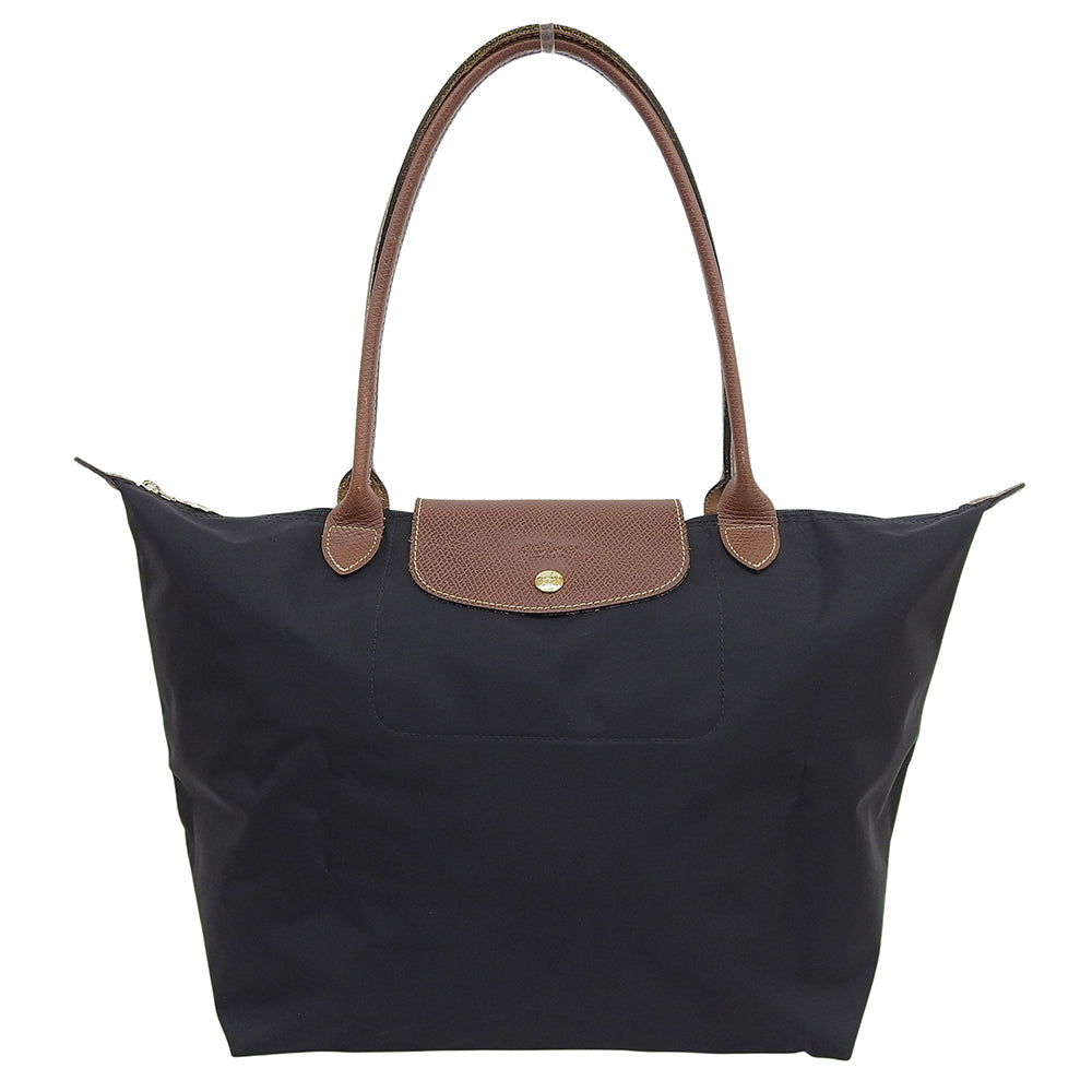 Longchamp ロンシャン ル プリアージュ トートバッグ ワンショルダー レディース ブラック×ブラウン トートバッグ