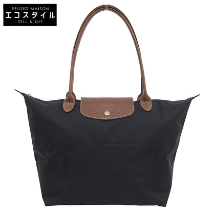 Longchamp ロンシャン ル プリアージュ トートバッグ ワンショルダー レディース ブラック×ブラウン トートバッグ