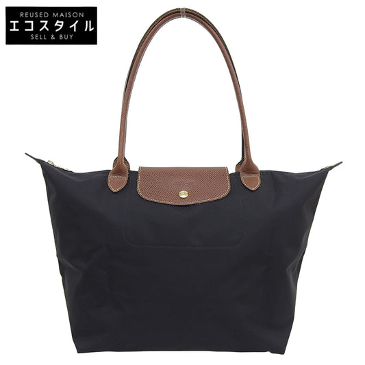 Longchamp ロンシャン ル プリアージュ トートバッグ ワンショルダー レディース ブラック×ブラウン トートバッグ