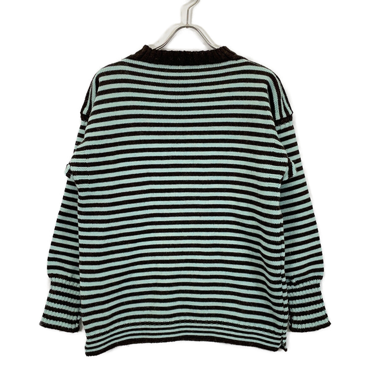GARDEN MINT×CHESTNUT 100% WOOL TRADITIONAL GUERNSEY SWEATER Tops 40 Women's