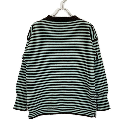 GARDEN MINT×CHESTNUT 100% WOOL TRADITIONAL GUERNSEY SWEATER Tops 40 Women's