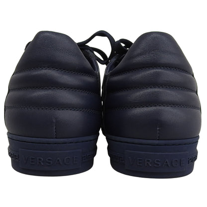 Versace ヴェルサーチ 美品 レザー ベルクロ付きスニーカー シューズ メンズ ネイビー 26.7cm シューズ 40