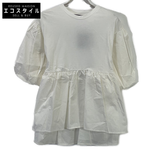 martinique White A0343UTS207 Balloon Sleeve Combination Pullover Top