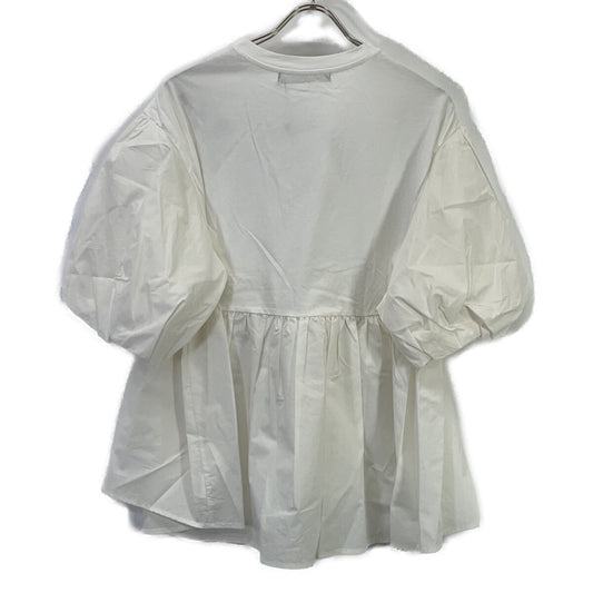martinique White A0343UTS207 Balloon Sleeve Combination Pullover Top