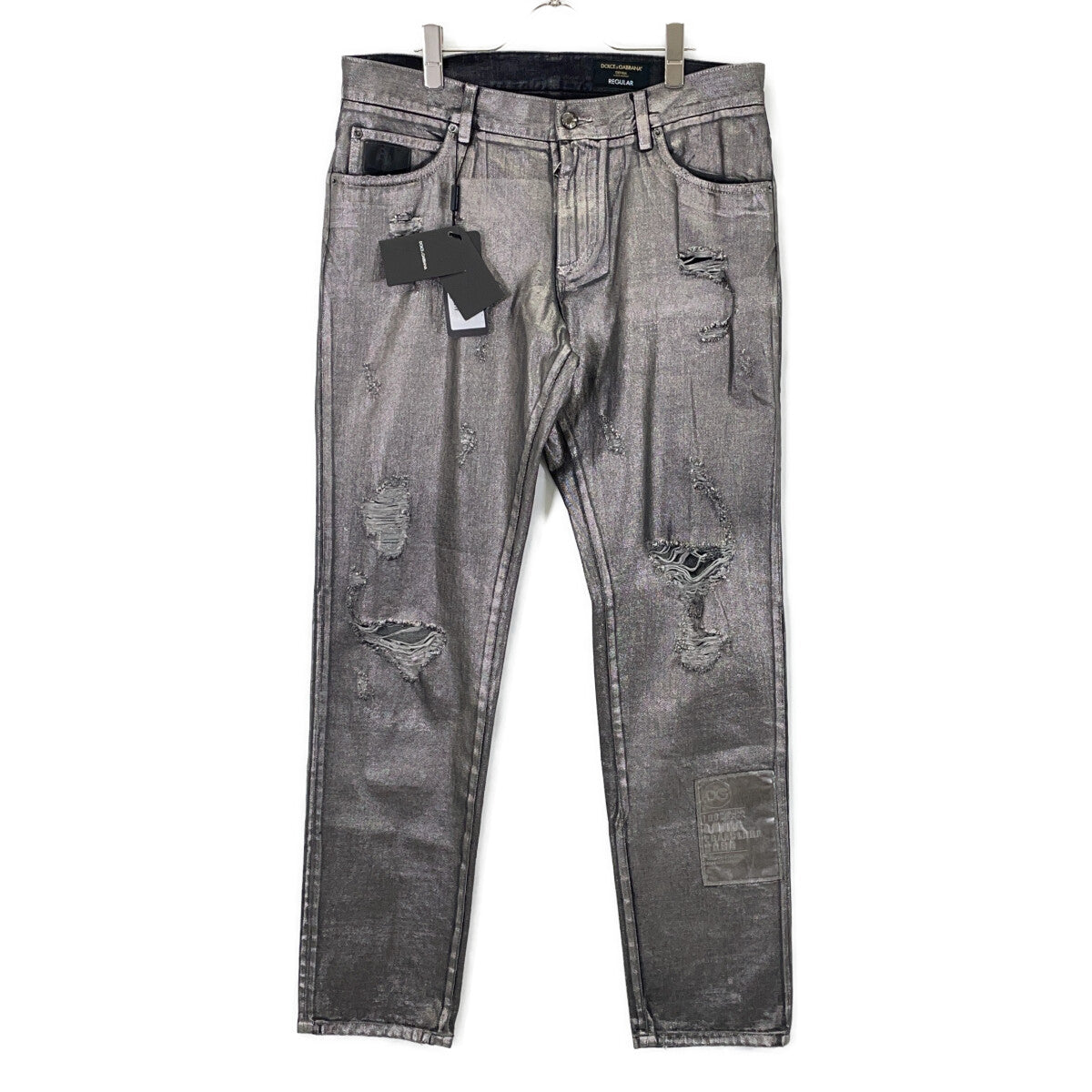 DOLCE&GABBANA ドルチェアンドガッバーナ メタリック GYJCCD Destroyed Denim Jeans ダメージ加工デニムパンツ ボトムス