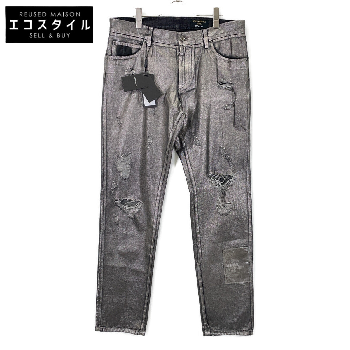 DOLCE&GABBANA ドルチェアンドガッバーナ メタリック GYJCCD Destroyed Denim Jeans ダメージ加工デニムパンツ ボトムス