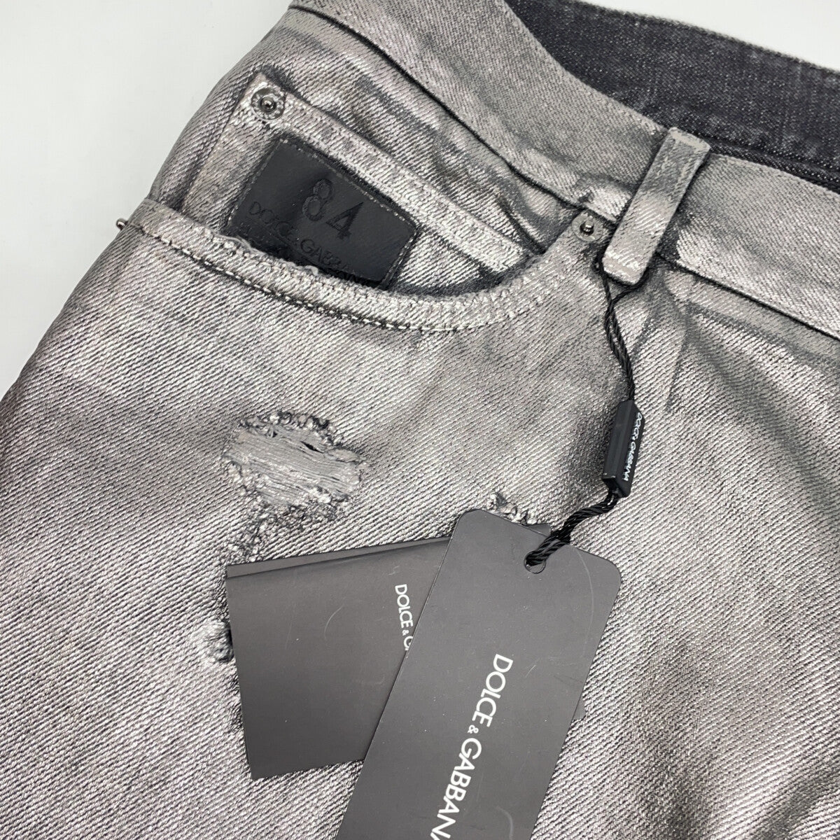 DOLCE&GABBANA ドルチェアンドガッバーナ メタリック GYJCCD Destroyed Denim Jeans ダメージ加工デニムパンツ ボトムス