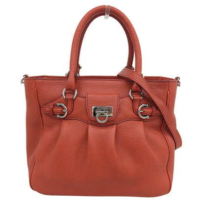 Salvatore Ferragamo Gancini 2WAY Shoulder Bag Handbag Women's Orange AS-21 7421 Handbag