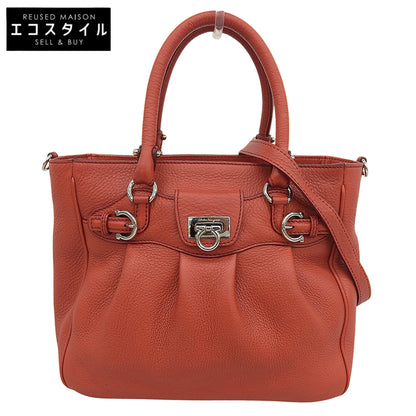 Salvatore Ferragamo Gancini 2WAY Shoulder Bag Handbag Women's Orange AS-21 7421 Handbag