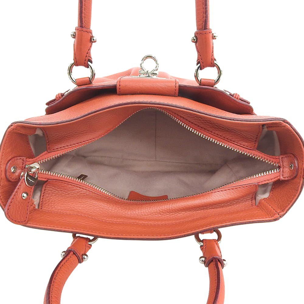 Salvatore Ferragamo Gancini 2WAY Shoulder Bag Handbag Women's Orange AS-21 7421 Handbag