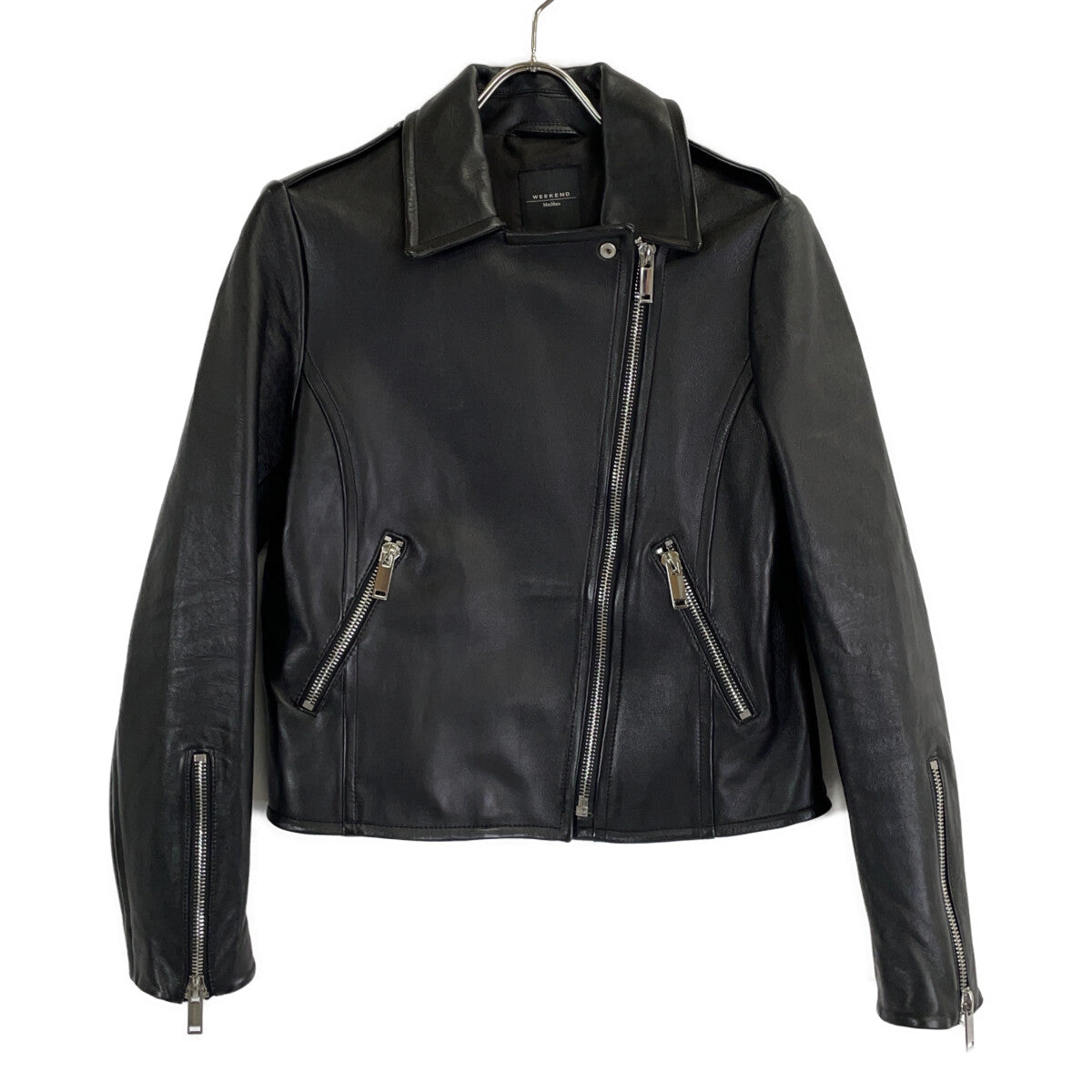 Max MaraWEEKEND Max Mara Weekend Black 544601996 Lambskin Double Rider's Jacket Jacket 38