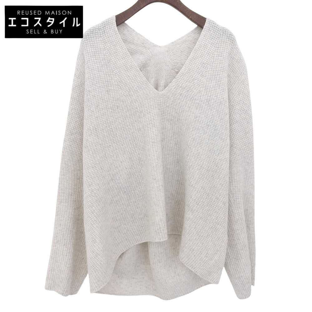 Drawing Nnmbers ドローイングナンバーズ 美品 ウール×カシミヤ スリットVホールニット トップス レディース ベージュ 38 DNZ1052305A0009 トップス