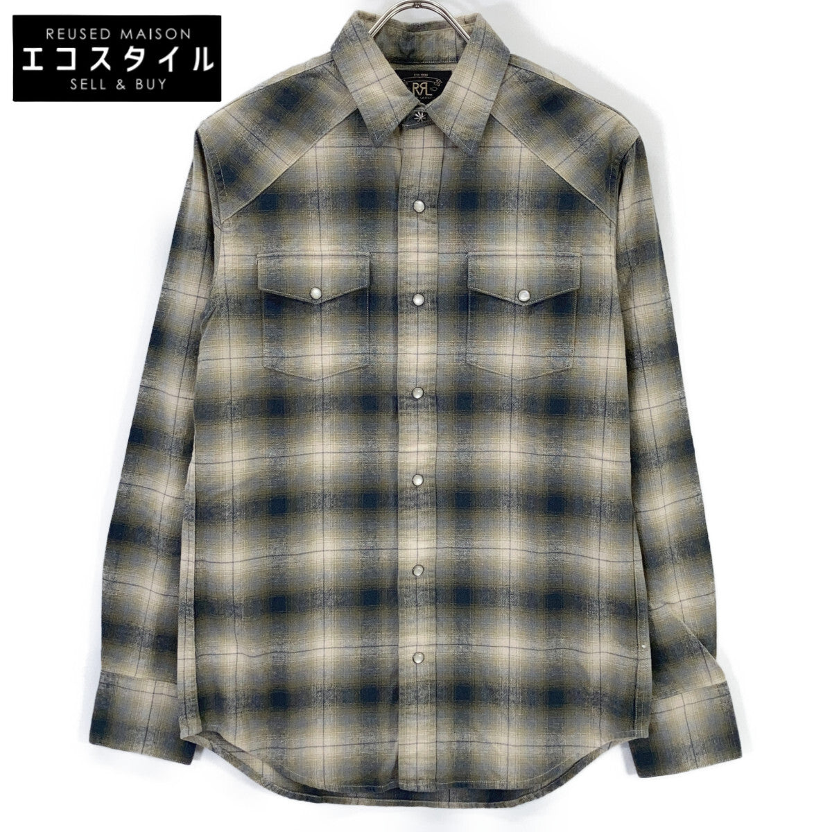 RRL ダブルアールエル 782507814001 グレー オンブレ チェックシャツ トップス