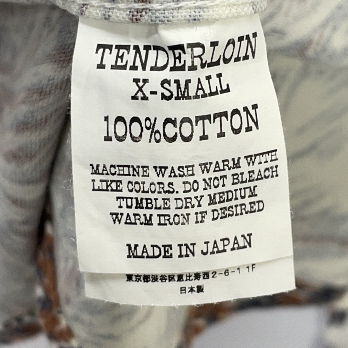 TENDERLOIN テンダーロイン ブラウン コットン ウルフ柄 長袖 開襟シャツ トップス