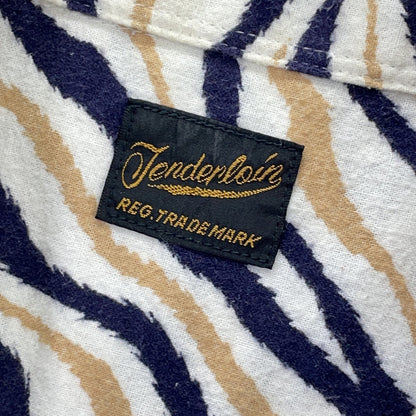 TENDERLOIN テンダーロイン ﾍﾞｰｼﾞｭ ｾﾞﾌﾞﾗ柄 長袖 開襟ｼｬﾂ トップス XS