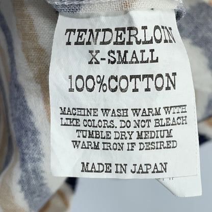 TENDERLOIN テンダーロイン ﾍﾞｰｼﾞｭ ｾﾞﾌﾞﾗ柄 長袖 開襟ｼｬﾂ トップス XS