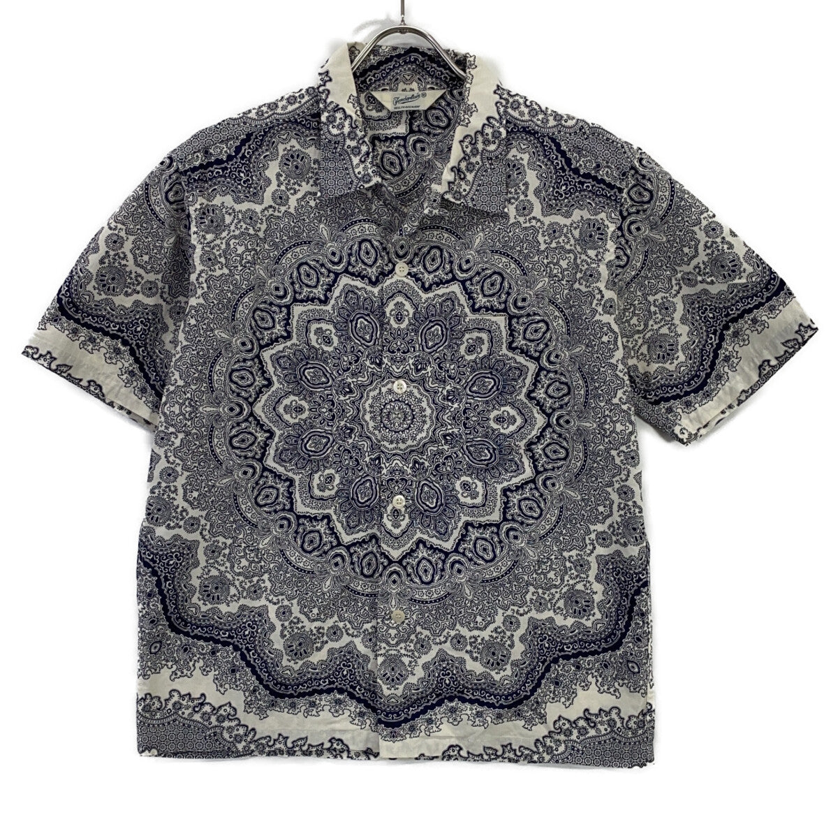 TENDERLOIN Navy Paisley Short-Sleeved Open-Collar Shirt Top