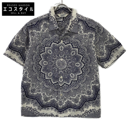 TENDERLOIN Navy Paisley Short-Sleeved Open-Collar Shirt Top