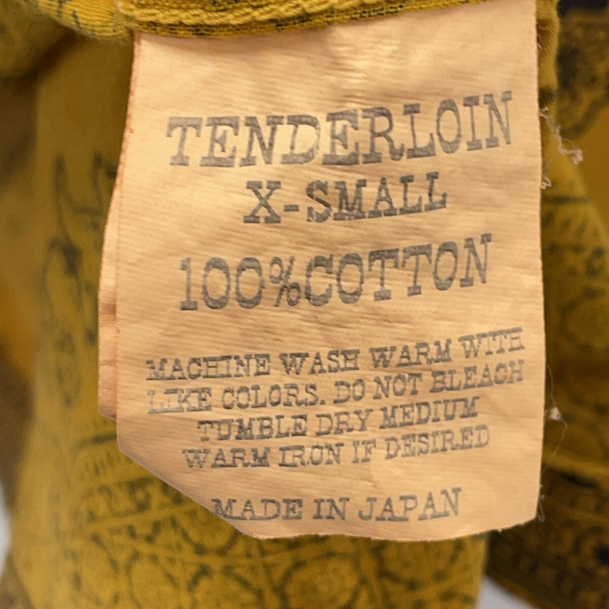 TENDERLOIN テンダーロイン マスタード ペイズリー柄 半袖 開襟シャツ トップス