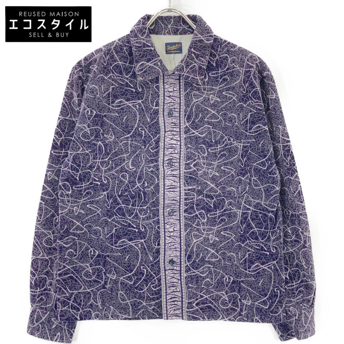 TENDERLOIN Purple All-Over Pattern Corduroy Long Sleeve Shirt Top