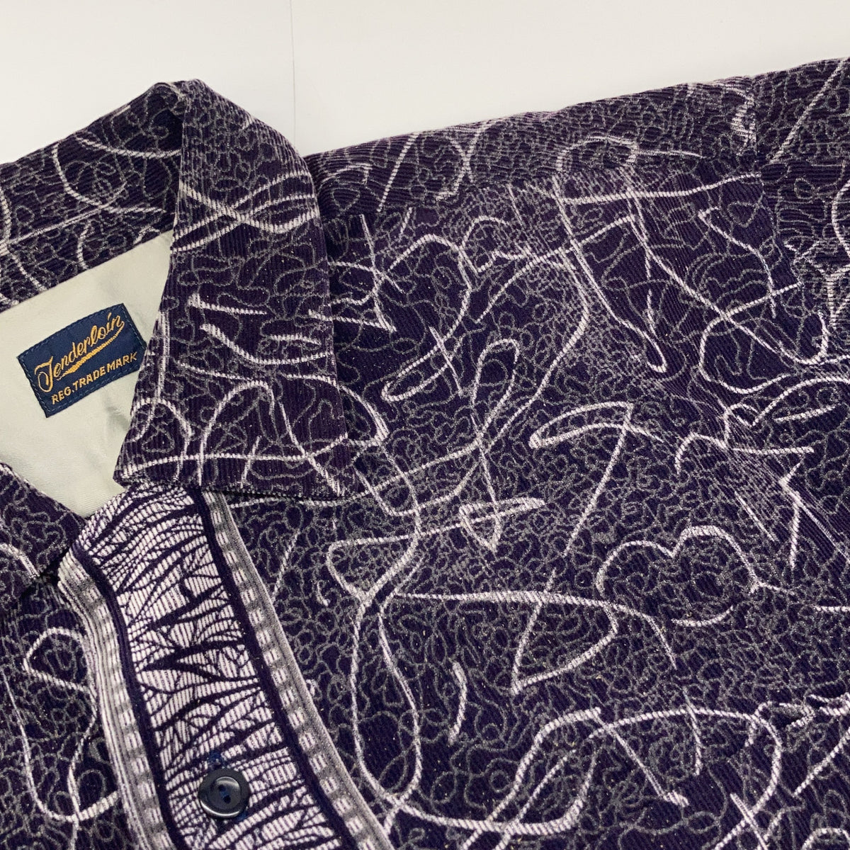 TENDERLOIN Purple All-Over Pattern Corduroy Long Sleeve Shirt Top