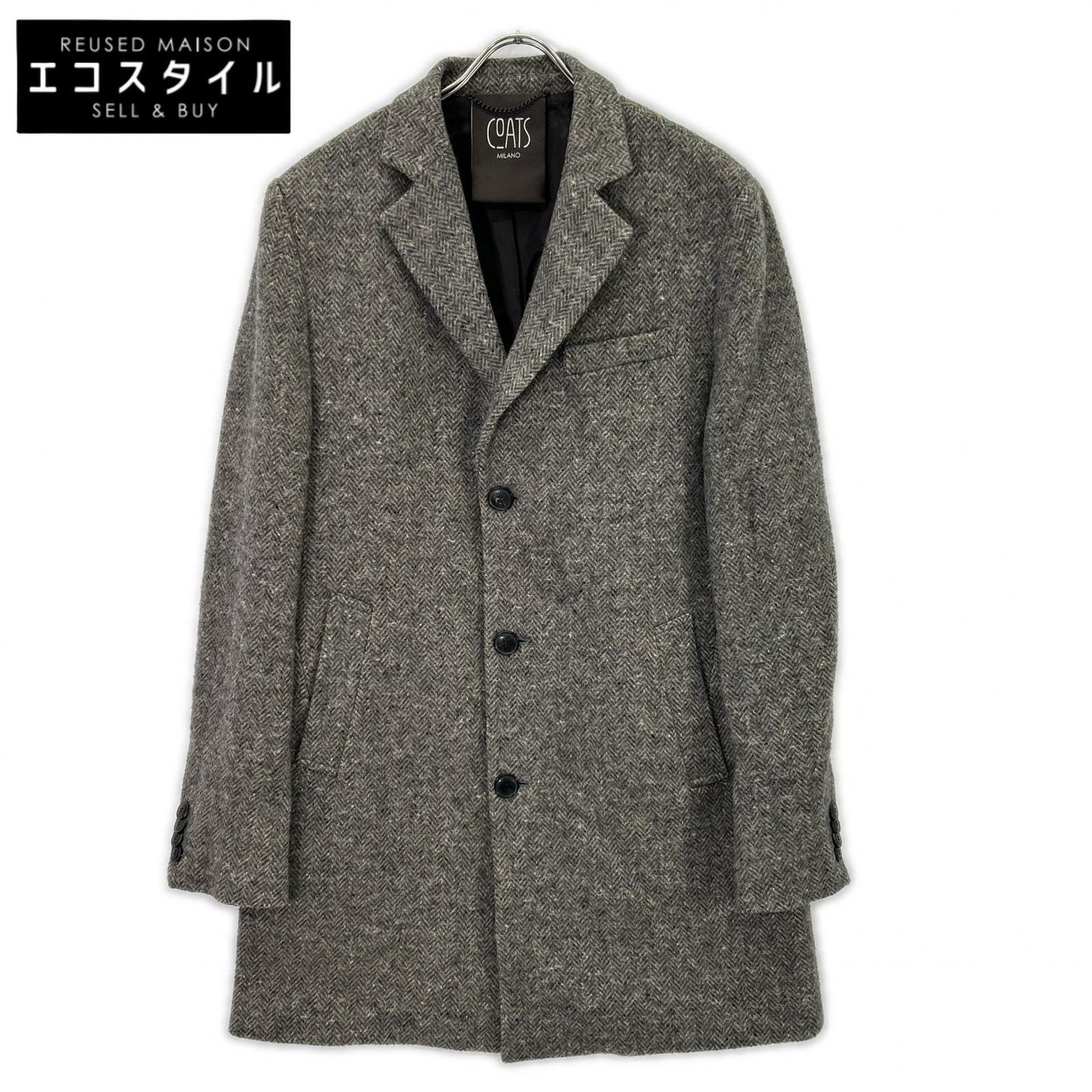 COATS MILANO COATS MILANO 灰色 羊毛 人字纹 切斯特大衣 大衣 50