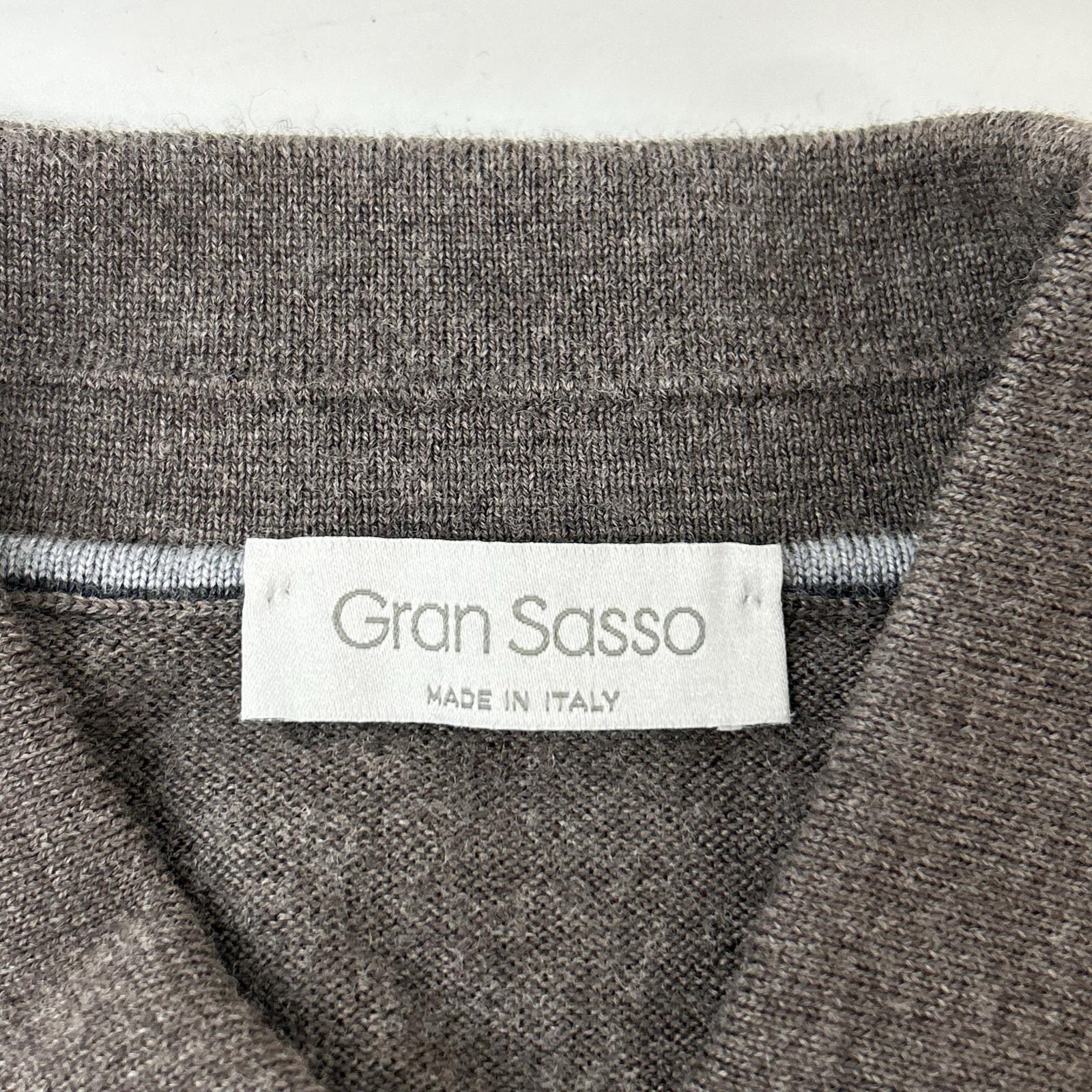 GRAN SASSO グランサッソ 55132 ブラウン 12ゲージウールソリッドニットポロ トップス